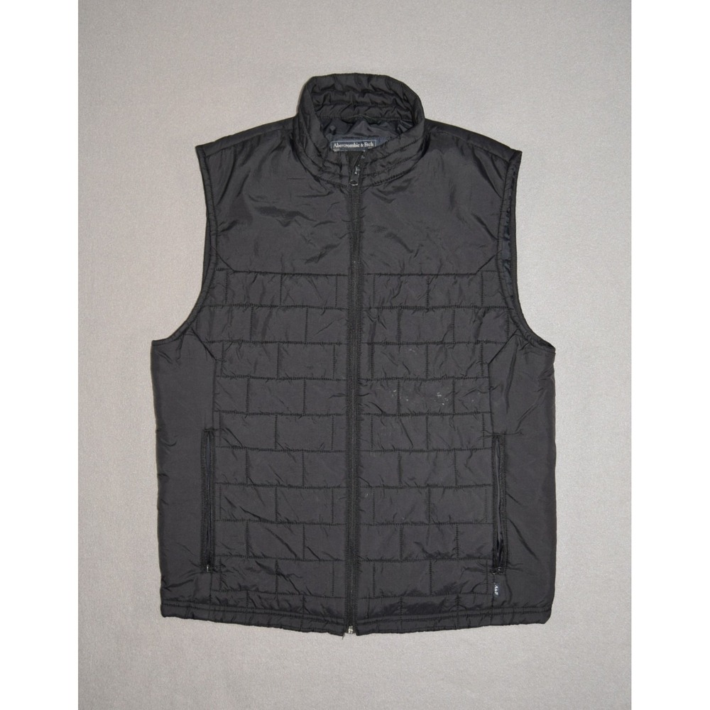Abercrombie & Fitch Jacket Mens Medium Black Quilted Vest Primaloft Insulated